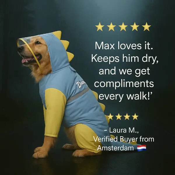 Keep My Big Baby Dry with This Full Body Dino Dog Raincoat | Blue - Pet Store ED