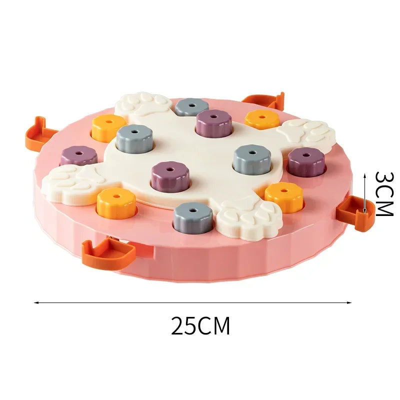 Safe, measured pet food puzzle toy for small dogs and cats