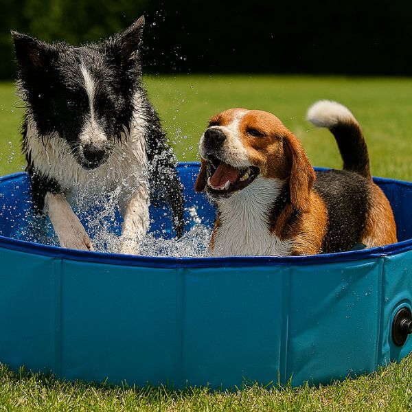 Foldable pet pool for summer relief and fun in the backyard