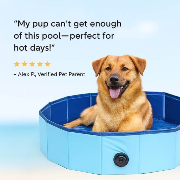 Customer testimonial for pet summer pool product