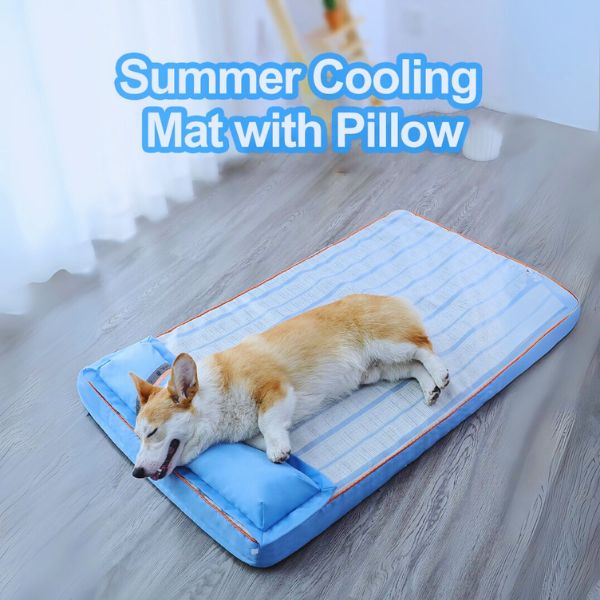 Dog resting on breathable orthopedic bed with built-in pillow