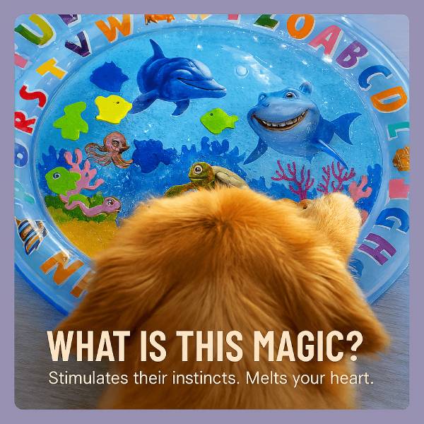 Inflatable ocean-themed play mat for dogs’ mental stimulation