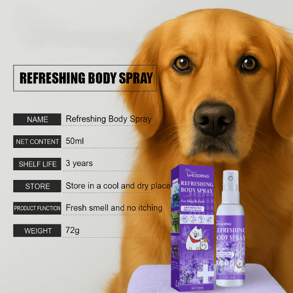 Pet Store ED product next to seated dog and item description list