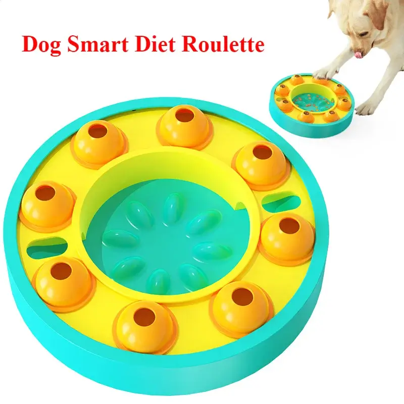 Labrador using enrichment toy for feeding