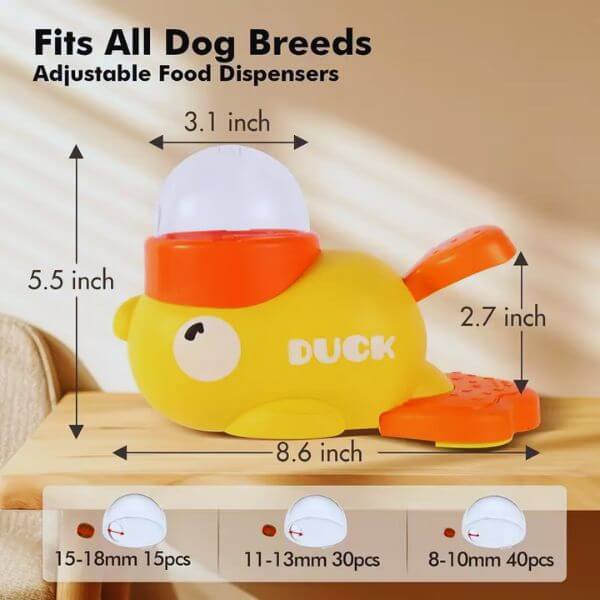 cartoon duck-shaped slow feeding bowl for dogs with custom food release