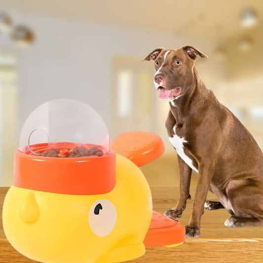 durable and safe dog slow feeder with bright duck-shaped design