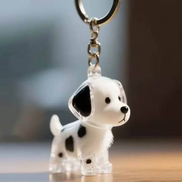 Dog cat remembrance gift keychain accessory with spotted design