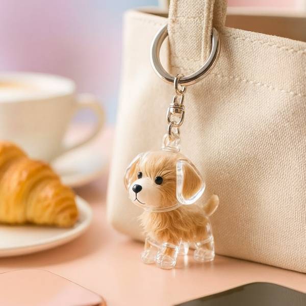 Dog fur remembrance gift keychain for pet moms on the go