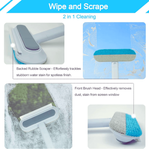 2 in 1 reusable pet hair remover with scraper and front brush head cleaning glass and screen windows – FurSweep Pro by Pet Store ED