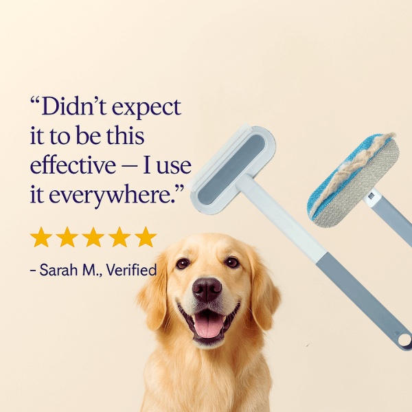 Pet Store ED – Verified review showing reusable pet hair remover praised by dog owner