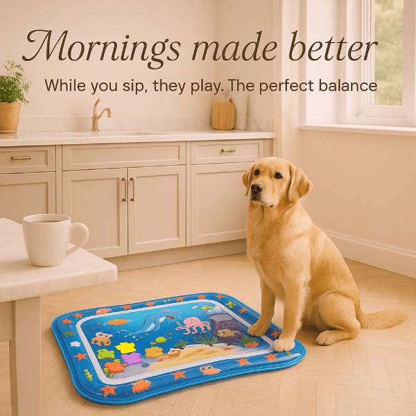 Pet enjoying calm morning playtime with sensory cushion