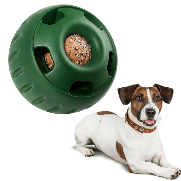 Safe natural rubber dog toy for puzzle feeding