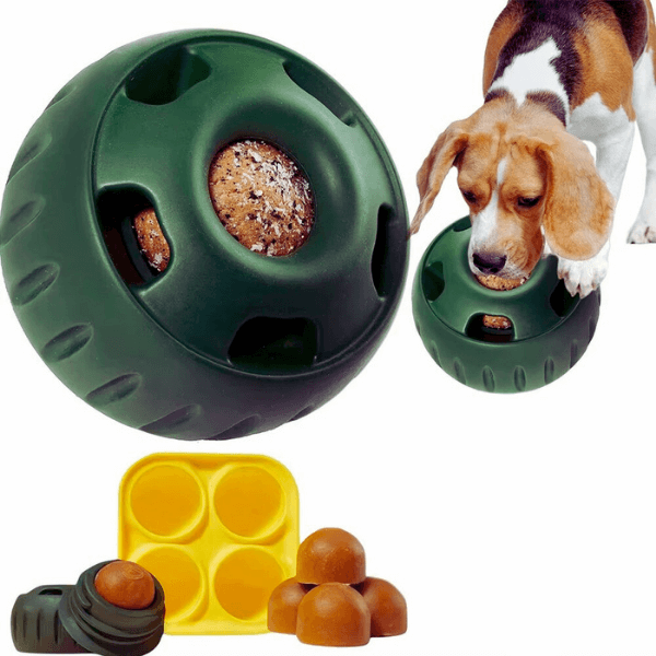 Treat enrichment toy for independent dog playtime