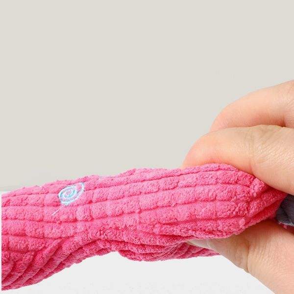 Dog toy for boredom relief made of soft corduroy with squeaker