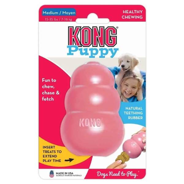 KONG Puppy chew toy in original pink packaging for teething