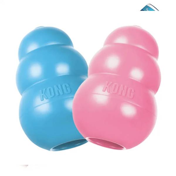 Blue and pink KONG Puppy chew toys for dogs