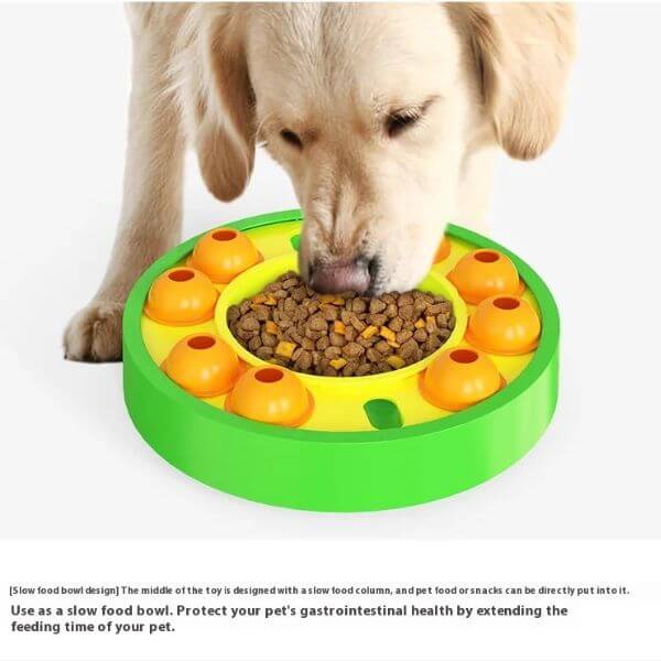 Yellow brain game feeder with movable compartments