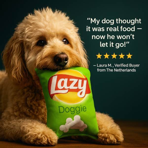 Lazy Doggie dog dental toy with five-star rating from Pet Store ED customer