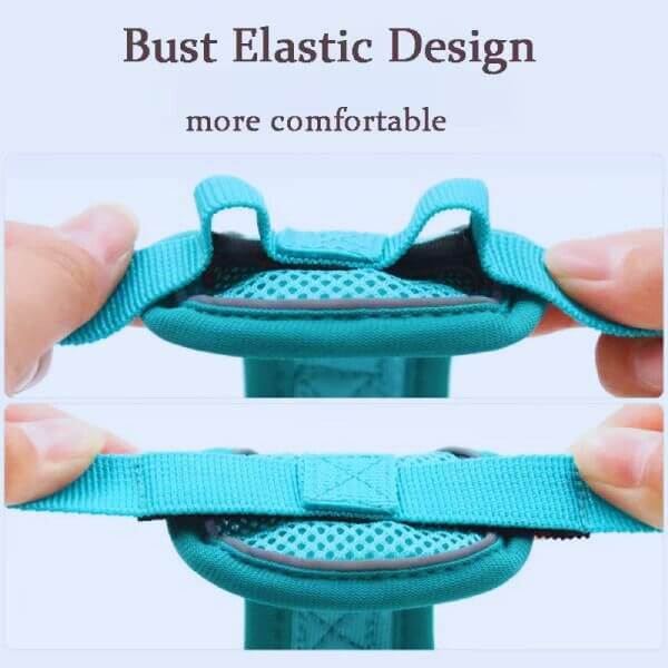 Breathable mesh harness design with soft stretch padding