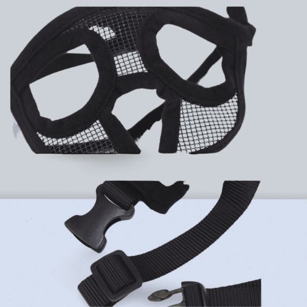 Durable flat faced dog muzzle showing inner mesh ventilation system