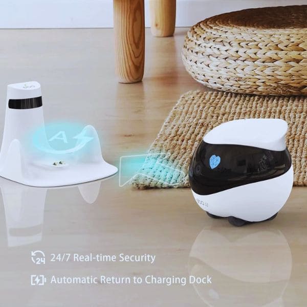 Pet camera robot docking for recharging