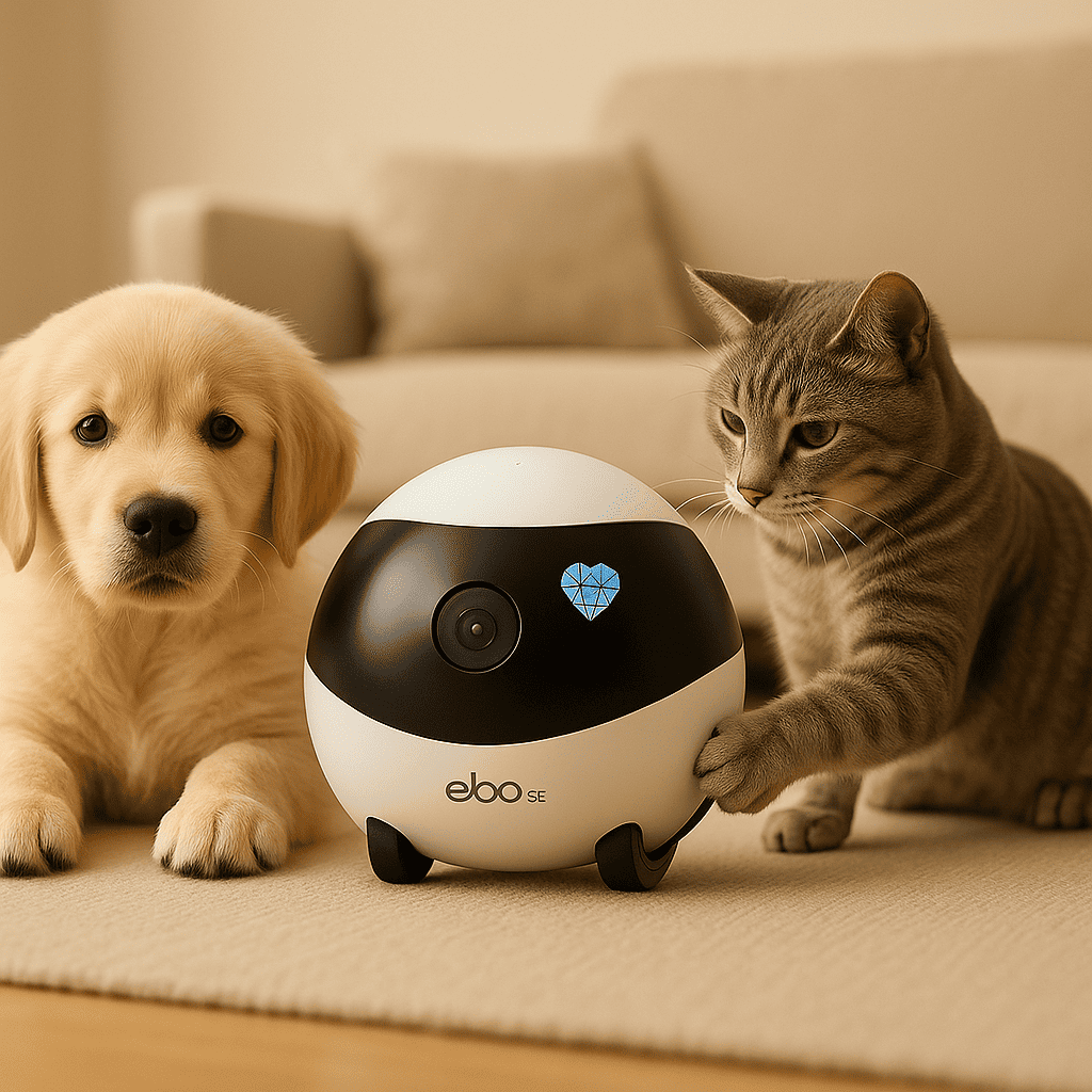 Smart pet camera robot for monitoring cats and dogs indoors