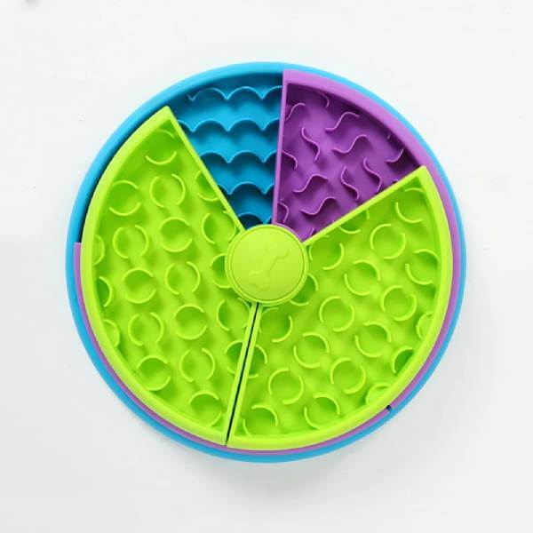 Top view of the dog puzzle feeder in three colors