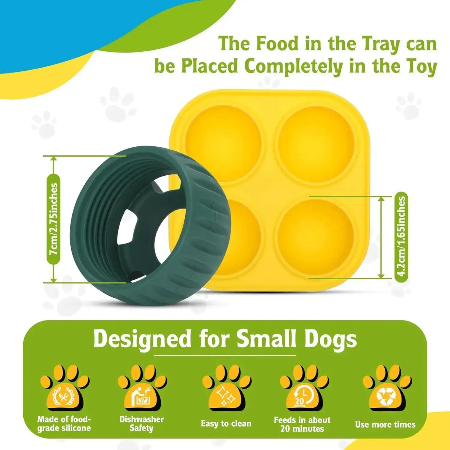 Toy and silicone tray designed for small dogs