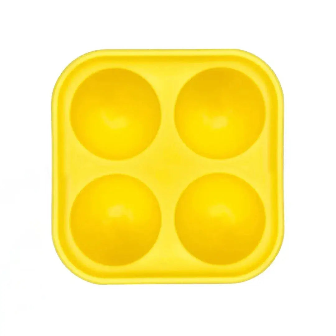 Yellow silicone tray with four compartments for dogs
