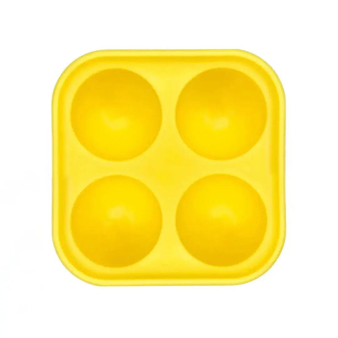 Yellow silicone tray with four compartments for dogs