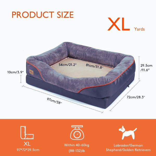 XL size orthopedic bed by Pet Store ED, suitable for dogs 40–60kg.