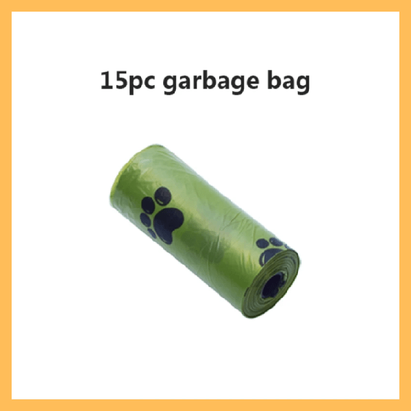 15-piece green garbage bag roll with black paw print design