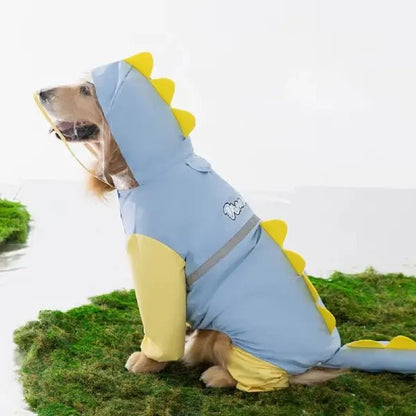 Keep My Big Baby Dry with This Full Body Dino Dog Raincoat | Blue - Pet Store ED