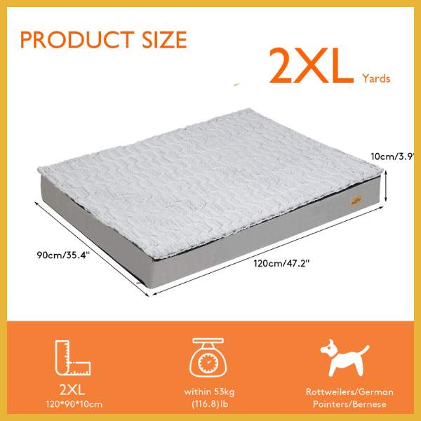 2XL dog cushion for large breeds, 120x90x10cm, suitable for Rottweilers and big dogs