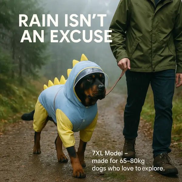 Keep My Big Baby Dry with This Full Body Dino Dog Raincoat | Blue - Pet Store ED