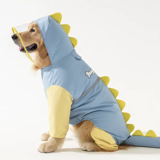 Keep My Big Baby Dry with This Full Body Dino Dog Raincoat | Blue - Pet Store ED