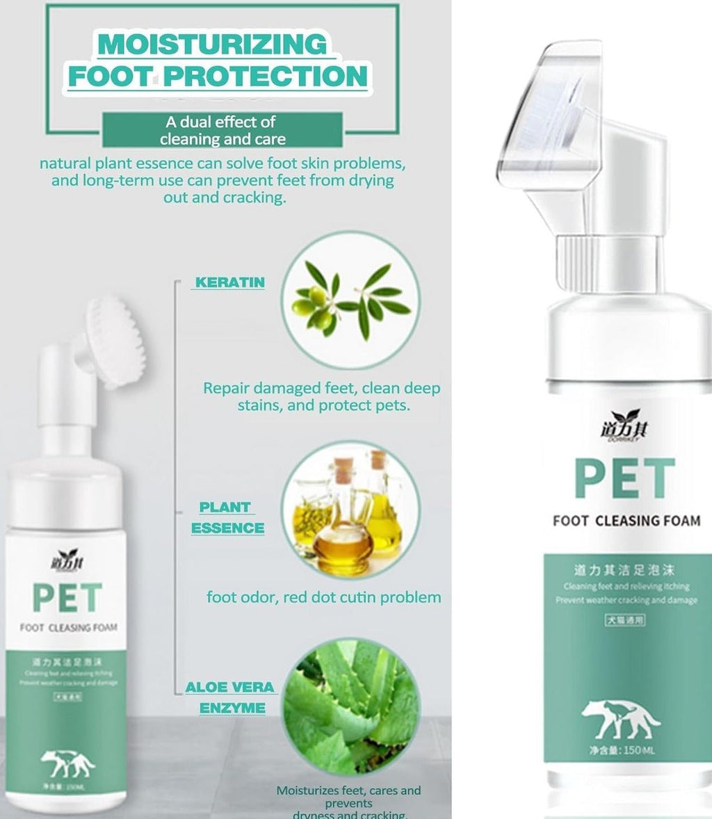 PET foot cleansing foam bottle with brush cap, plant essence, keratin, aloe vera enzyme