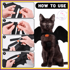 Bat wings assembly guide for cats, step-by-step instructions with black cat costume