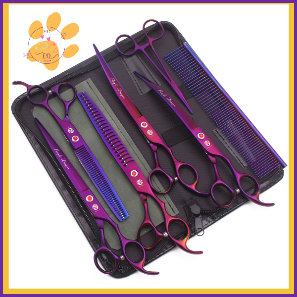 KnipsPro Elite: Grooming Scissors Set For Precise Cutting. Royal Purple