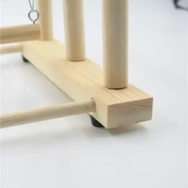 close-up of handmade perch base for small birds