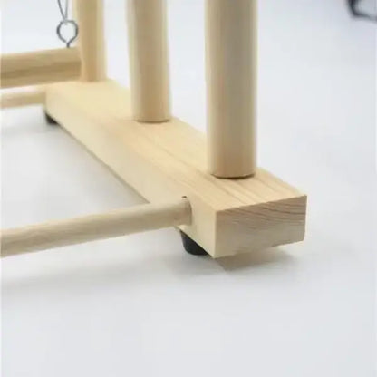 close-up of handmade perch base for small birds