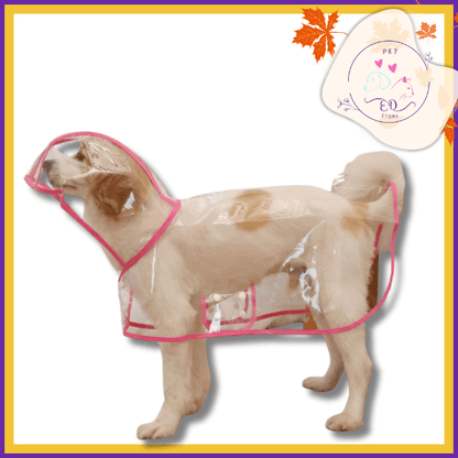 Transparent dog raincoat with pink trim by DroogPaw