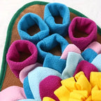 ForageBowl interactive snuffle mat for dogs, sunflower fleece design