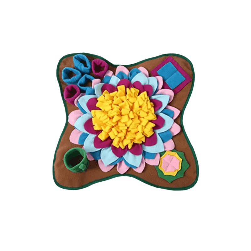 ForageBowl snuffle mat for dogs laid flat showing five treat zones, 51cm
