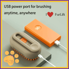 FurLift portable grooming brush and orange power bank with USB charging, pet care product