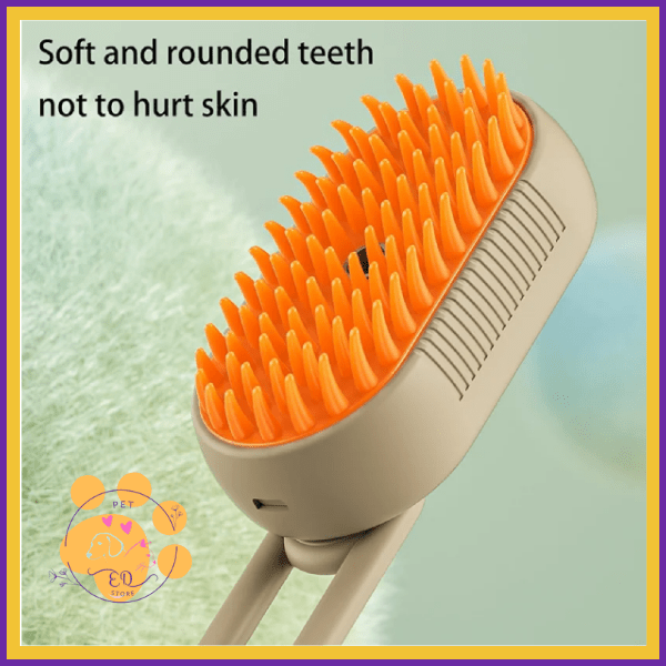 Cat grooming brush with orange soft bristles and rounded teeth for gentle pet care