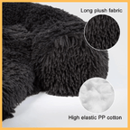 Dark grey plush fabric pet bed with long pile texture and high elastic PP cotton fill