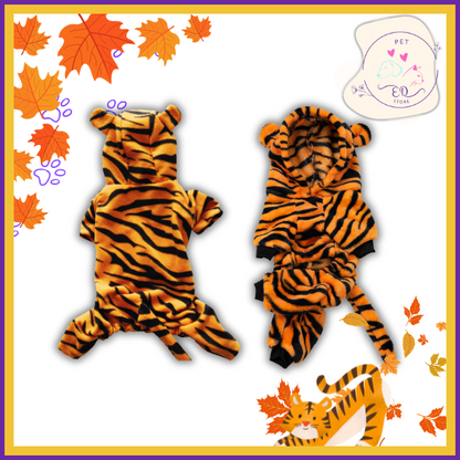 Vibrant tiger costume for pets by KnuffelWarm, perfect for making a statement at any pet-friendly event.