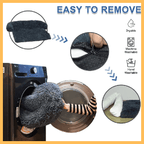 Machine washable dog bed with removable cover, zipper close-up, fluffy insert, washing machine.