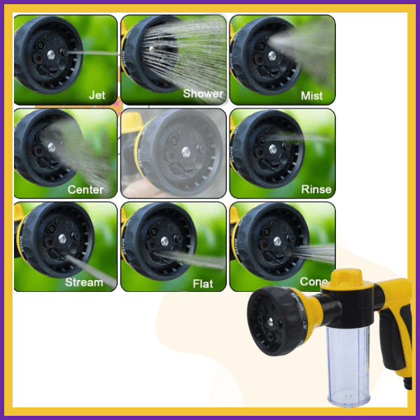 AquaPet Jet pet sprayer with jet, shower, mist, center, rinse, stream, flat, cone spray settings